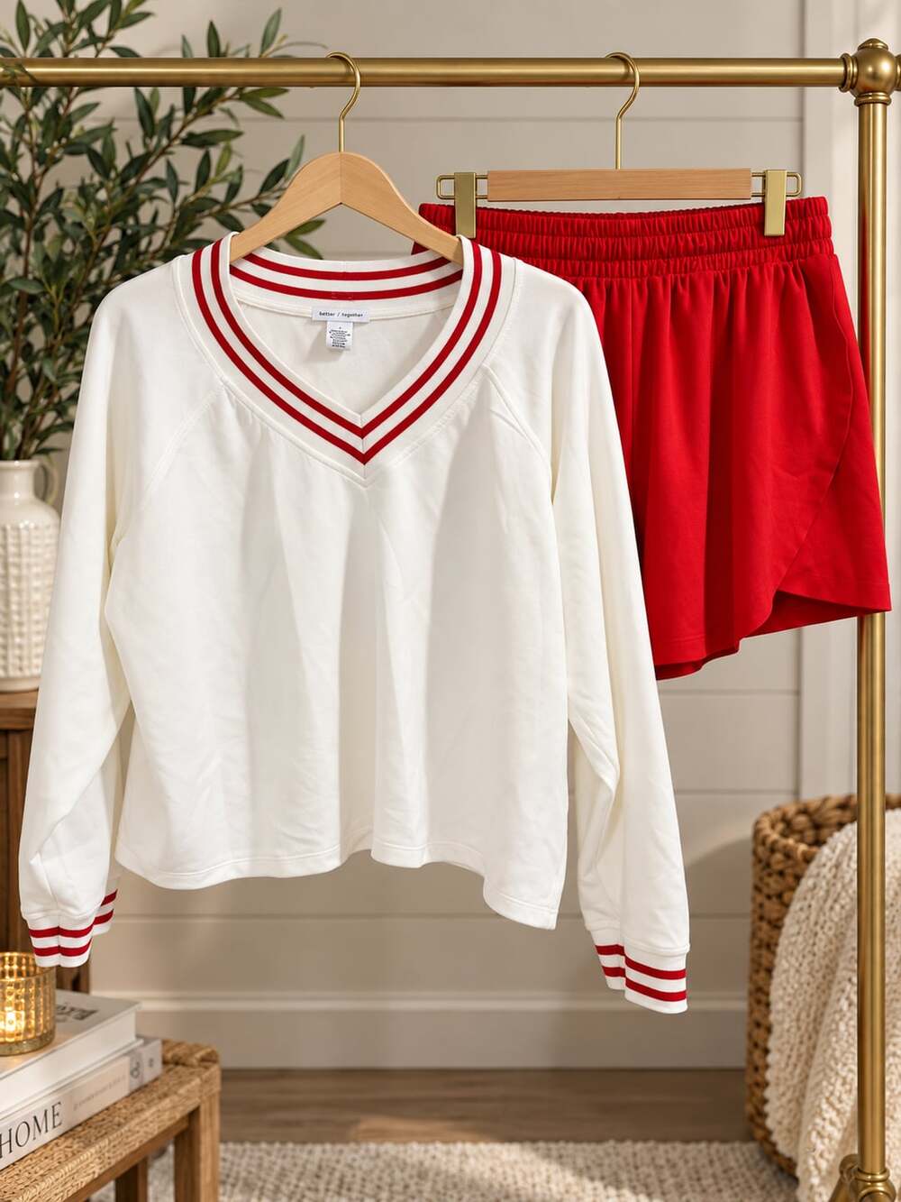 NWOT Better Together  V-Neck Cropped Pullover w/ Skort Sz L